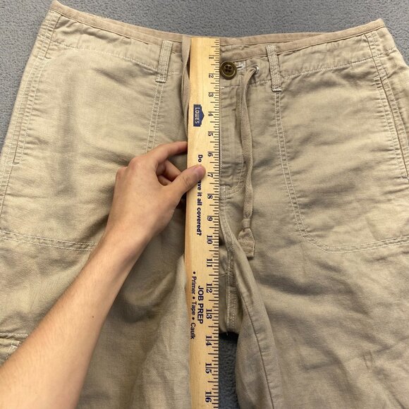 Eddie Bauer Pants Womens 10 Tall Beige Linen Cargo Wide Leg,Pockets,Drawstring - Picture 5 of 16